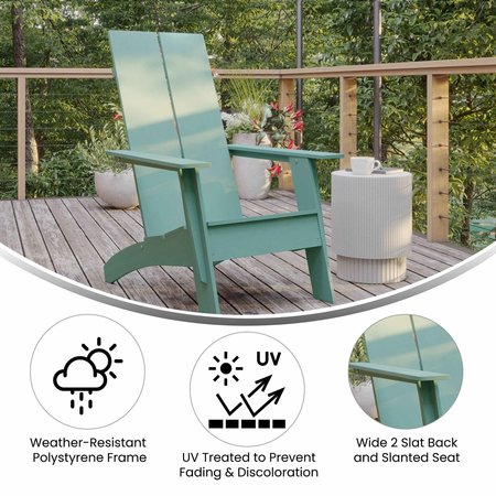 Flash Furniture Sea Foam Modern 2 Slat Back Adirondack Chairs, 2PK 2-JJ-C14509-SFM-GG